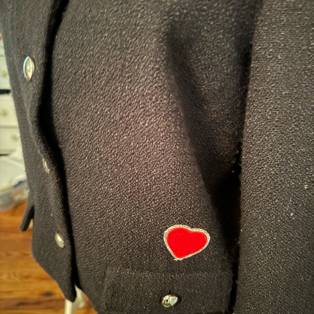 Anthropologie Black and Red Blazer with Heart Detail - Picture 7 of 12